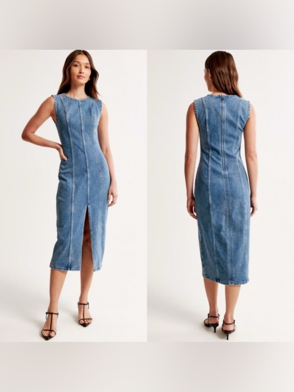 Abercrombie & Fitch Blue Sheath Denim Midi Dress Size XS